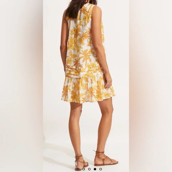 Seafolly Cast Away Tuscan Sun 100% Cotton Beach Cover Up Dress SzM - Picture 5 of 14